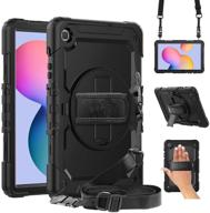 📱 samsung galaxy tab s6 lite 10.4 case 2020 with screen protector - blosomeet rugged sm-p610/p615 tablet case for kids with s pen holder - heavy duty protective book cover w/ stand & strap - black logo