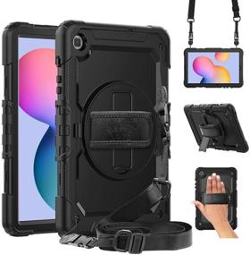 img 4 attached to 📱 Samsung Galaxy Tab S6 Lite 10.4 Case 2020 with Screen Protector - Blosomeet Rugged SM-P610/P615 Tablet Case for Kids with S Pen Holder - Heavy Duty Protective Book Cover w/ Stand & Strap - Black