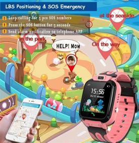 img 3 attached to Waterproof Kids Smartwatch with GPS Tracker, Call Message Alarm SOS Camera Cell Phone Watch for Children – Perfect for Boys and Girls (Pink)