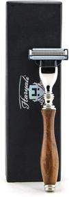 img 3 attached to Haryali Mens Shaving Safety Razor with Wooden Handle - A Blend of Style and Functionality