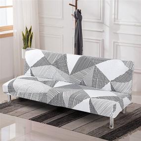 img 4 attached to 🛋️ LiveGo Armless Futon Slipcovers: Stretchable Sofa Bed Cover with Elastic Bottom - Printed, Fitted Couch Cover for Pets and Kids - Furniture Protector