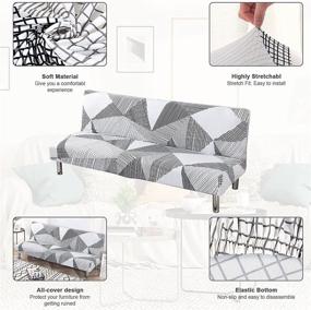 img 1 attached to 🛋️ LiveGo Armless Futon Slipcovers: Stretchable Sofa Bed Cover with Elastic Bottom - Printed, Fitted Couch Cover for Pets and Kids - Furniture Protector