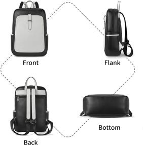 img 3 attached to 🎒 BROMEN Women's Leather Laptop Backpack - 15.6 Inch Computer Bag for College, Travel, and Daypack - Black with White Accents