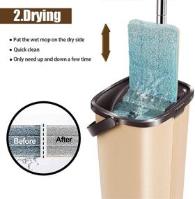 img 1 attached to 🧹 Hands-Free Mop Bucket Set - MASTERTOP Flat Floor Mop with Wringer, 5 Reusable Microfiber Dust Mop Pads, Stainless Steel Handle Cleaning Bucket for Home, Kitchen, Hardwood Floors