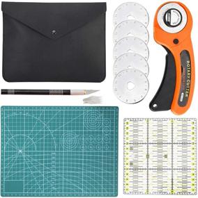 img 4 attached to 🔧 Toolly Rotary Cutter Kit: Premium Craft Supplies Set for Sewing and Quilting; Includes 45mm Rotary Cutter, Cutting Mat, Patchwork Ruler, Precision Knife, and 5 Extra Blades