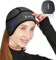 👩 women's winter thermal cycling cap running hat beanie with ponytail opening and glasses holes by hikenture логотип