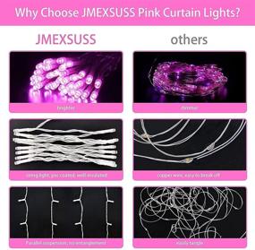 img 1 attached to 🎀 JMEXSUSS Pink Curtain Lights - Remote Control, 300 LED Pink Valentine String Lights with 8 Modes - Ideal Window Curtain Lights for Bedroom Wedding Party Backdrop - Indoor Outdoor Room Decor (Pink)