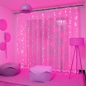 img 2 attached to 🎀 JMEXSUSS Pink Curtain Lights - Remote Control, 300 LED Pink Valentine String Lights with 8 Modes - Ideal Window Curtain Lights for Bedroom Wedding Party Backdrop - Indoor Outdoor Room Decor (Pink)