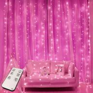 🎀 jmexsuss pink curtain lights - remote control, 300 led pink valentine string lights with 8 modes - ideal window curtain lights for bedroom wedding party backdrop - indoor outdoor room decor (pink) логотип