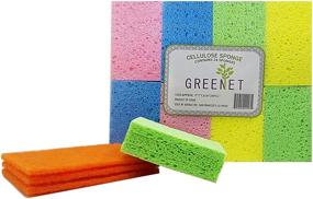 img 2 attached to Sponges Kitchen Bulk, Dish Sponge, Bathroom Sponges, 24 Pack (3 Count x 8 Individually Wrapped + 2 Free Scouring Pads), Eco-Friendly Biodegradable Cellulose Sponges