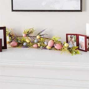 img 1 attached to 🐣 72-Inch Easter Egg Garland with Floral Design in Pink, Purple, Yellow, and Green by Worth Imports