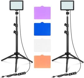 img 4 attached to 💡 Versatile LED Video Light with Dimmable Brightness, Color Filters, Adjustable Tripod Stand, and Portable USB Fill Light for Studio Photography - Ideal for Table Top Shooting