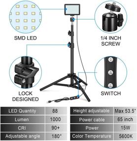 img 3 attached to 💡 Versatile LED Video Light with Dimmable Brightness, Color Filters, Adjustable Tripod Stand, and Portable USB Fill Light for Studio Photography - Ideal for Table Top Shooting