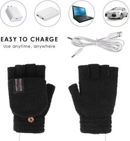 img 3 attached to 🧤 Оставайтесь уютными зимой с подогреваемыми перчатками USB | Светло-голубые вязаные полные и половинчатые перчатки, теплые митенки для мужчин и женщин