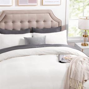 img 1 attached to 🌙 Dreamcountry Queen Size White Duvet Cover Set – 100% Washed Cotton, Oeko-TEX Certified – Ultra Soft Bedding with 2 Pillow Shams, Zipper Closure, and Corner Ties