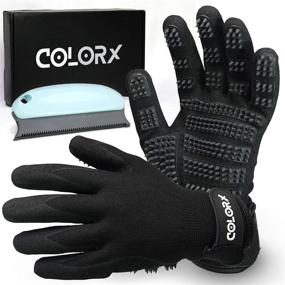 img 4 attached to 🐾 ColorX Upgraded Pet Grooming Glove & Brush Set - Premium Hair Remover for Cats and Dogs - Gloves for Hair Removal and Shedding