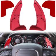 🚗 enhance your vehicle's interior with red 2pcs steering wheel shift paddle extended shifter trim cover for dodge challenger charger durango rt & scat pack 2015-2020, jeep grand cherokee 2014-2020 interior decoration accessories logo