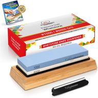 🔪 2-sided knife sharpener set: whetstone knife sharpening stone with non-slip base, angle guide, illustrated pdf & video instructions – 1000/6000 grits (arkansas honing stone/japanese waterstone) logo