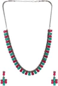 img 4 attached to Efulgenz Oxidized Zirconia Necklace Earrings Women's Jewelry