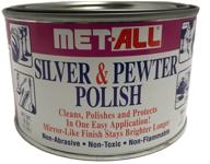 🌟 met-all silver sterling pewter polish: instant shine & clean for silverwares, trophies, antiques, cutlery, trays, flatware, decoratives, collectibles - 16oz + xl microfiber cloth logo