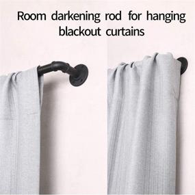 img 1 attached to 🖤 Matte Black Industrial Curtain Rod: 48-86 Inch, Rustic Wrap Around, Indoor & Outdoor Use