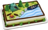 🏕️ декоративный набор cake decoration fireside camp decoset от decopac, мульти, палатка: 3x2.6x1.9; каноэ с веслом: 3.5x1.65x1.2; костер: 1.4x1.2 логотип