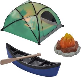 img 3 attached to 🏕️ Декоративный набор Cake Decoration Fireside Camp DecoSet от Decopac, Мульти, Палатка: 3x2.6x1.9; Каноэ с Веслом: 3.5x1.65x1.2; Костер: 1.4x1.2