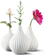 small white ceramic bud vases logo