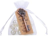 🔑 50 pcs amajoy rustic vintage key bottle opener: perfect wedding favor with thank you card tag and sheer bag логотип