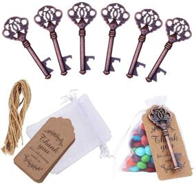 img 2 attached to 🔑 50 Pcs Amajoy Rustic Vintage Key Bottle Opener: Perfect Wedding Favor with Thank You Card Tag and Sheer Bag