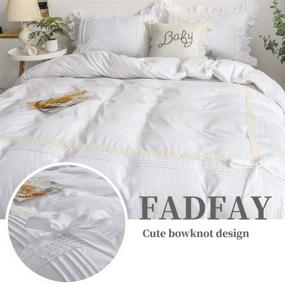 img 1 attached to 🛏️ FADFAY White Ruffle Comforter Cover Set - 100% Cotton - Girls Elegant Bedding Lace Duvet Cover Shabby Quilt Cover with Zipper - New Release 2020 - NO Comforter Included - White/Twin