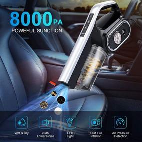 img 3 attached to 🚗 BuTure 8000Pa Car Vacuum: Powerful Handheld Multifunction Cleaner with Tire Inflator, LED Light, and 14.7Ft Cord for Car Tyres and Cleaning