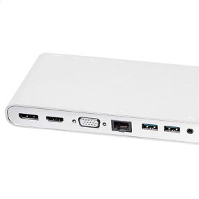 img 2 attached to 🔌 Amazon Basics Silver Aluminum Type-C Dock with DisplayPort, HDMI, VGA, 4 USB-A, Ethernet, 2 Type-C Female, 2 Audio, DC Port (75W Charging) - Pedestal