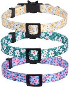 img 3 attached to 🌸 Lamphyface 3 Pack Cat Collar Floral: Stylish, Safe, and Adjustable for Cats and Kittens