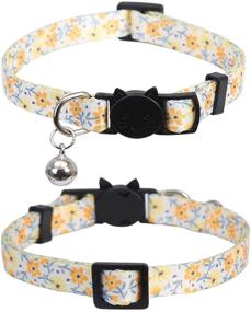 img 1 attached to 🌸 Lamphyface 3 Pack Cat Collar Floral: Stylish, Safe, and Adjustable for Cats and Kittens