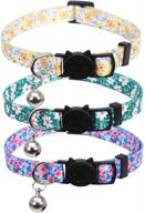 🌸 lamphyface 3 pack cat collar floral: stylish, safe, and adjustable for cats and kittens logo