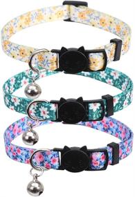 img 4 attached to 🌸 Lamphyface 3 Pack Cat Collar Floral: Stylish, Safe, and Adjustable for Cats and Kittens