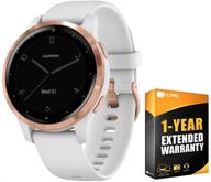 📱 garmin 010-02172-21 vivoactive 4s smartwatch white/rose gold bundle: enhanced with 1 year extended warranty! logo