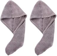 🔴 yebeauty 2 pack hair wrap towels - gray, microfiber hair drying towel for quick drying hair, hair cap logo