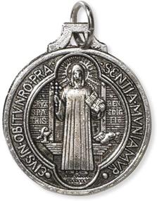 img 1 attached to 🔔 Silver Tone Saint Benedict Protection from Evil Pendant, 3/4 Inch - Pack of 100: Religious Gifts