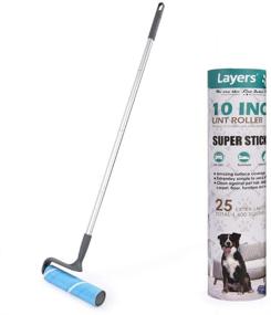 img 4 attached to 🧹 Lagre Pet Mega Cleaning Floor Roller: Efficient 4-Foot Extendable Handle, 10in Wide Roller with 25 Sticky Sheets