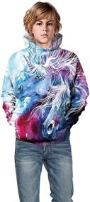 img 1 attached to NEWCOSPLAY Unisex Kids Hooded Realistic 3D Galaxy Print Sweatshirt Baseball Jersey for Boys Girls