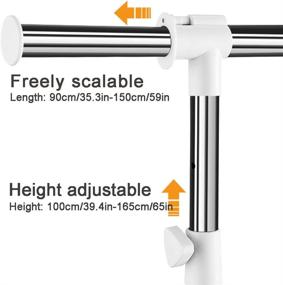 img 1 attached to 👕 "Heavy Duty Adjustable Rolling Clothes Rail Rack with Bottom Storage Shelf - Easy Assembly (White)