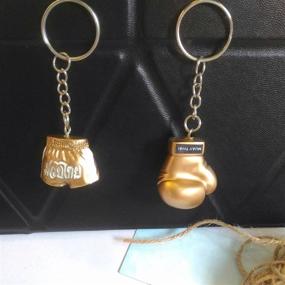 img 2 attached to Honeybeloved Keychain Boxing Glove Pants For Men Mini Hanging Decoration Keychains Resin Souvenir Key Ring Car Room Home Keyrings Kick Boxing Mua Sport Gift Car Room Home Office Cumulative Gold