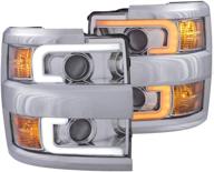 🔦 anzousa 111366 прожекторный фары switchback для chevy silverado 2500hd,3500hd 15-19: хромированная обод с янтарным оттенком - качественное улучшение освещения для моделей chevy silverado! логотип