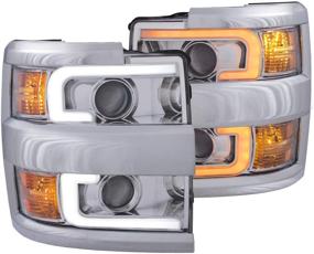 img 4 attached to 🔦 AnzoUSA 111366 Прожекторный фары Switchback для Chevy Silverado 2500HD,3500HD 15-19: Хромированная обод с янтарным оттенком - Качественное улучшение освещения для моделей Chevy Silverado!