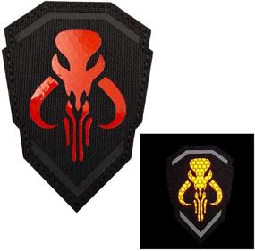 img 1 attached to Инфракрасный патч Mandalorian Mythosaur Skull Crest Shield с отражающим покрытием - дружественный к ИК-излучению, с крючковым закрытием и петлями, размером 3,74 х 2,56 дюйма.