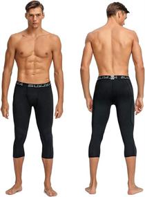 img 3 attached to 🩳 3-Pack Men's 3/4 Compression Pants - Running Tights Workout Leggings, Athletic Cool Dry Yoga Gym Clothing by BUYJYA