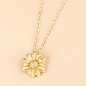 img 2 attached to ☀️ Caiyao You are My Sunshine 14K Gold Plated Golden Sunflower Pendant Necklace: Exquisite Lightweight Jewelry for Women and Girls, Perfect Graduation and Birthday Gifts