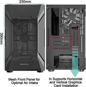 img 1 attached to 🎮 MUSETEX MK7-GN4 Корпус для игрового ПК: Микро-ATX башня с сетчатой структурой, вентиляторы ARGB, порты USB 3.0, панель из закаленного стекла